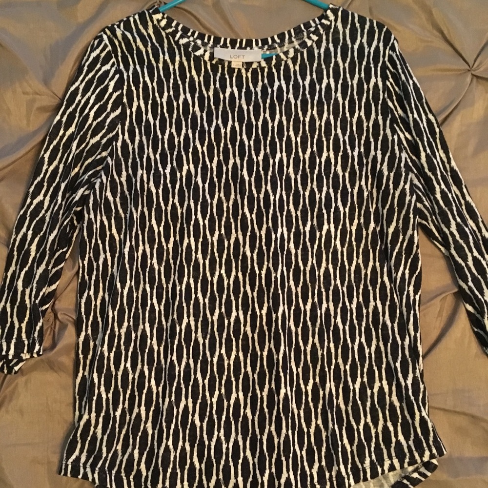 Loft sweater, Large, navy and white